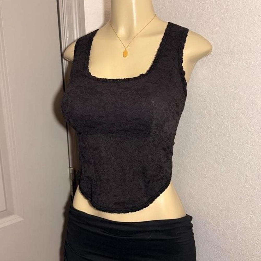 Black lace tank top with square neckline!